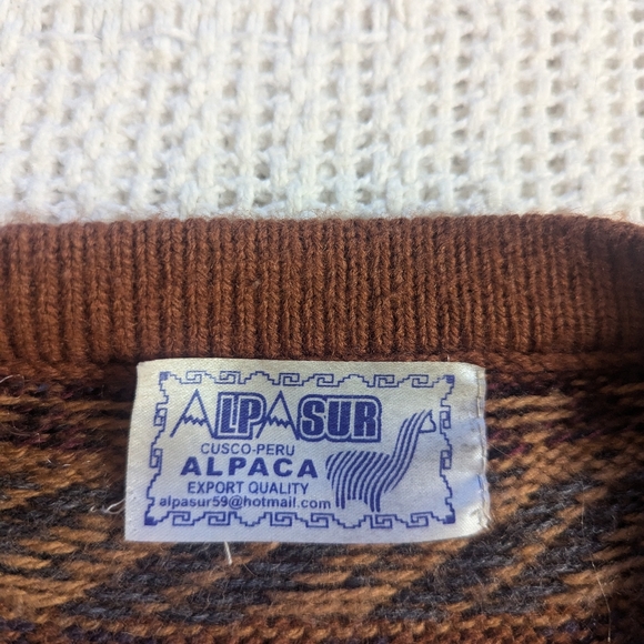 LP SUR 100% Alpaca Peru Geometric Art-to-Wear Cardigan Sweater Medium Button Up - Picture 4 of 8